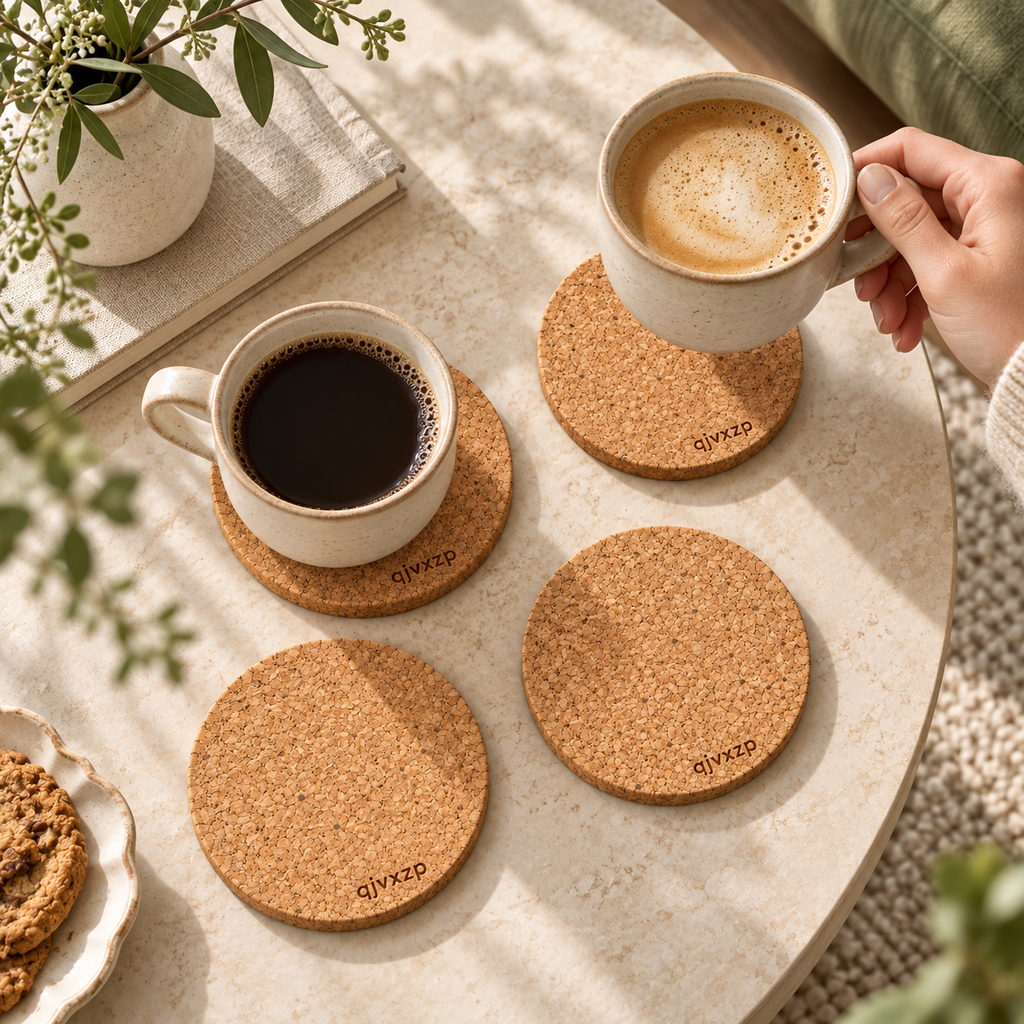 qjvxzp Cork Coaster Quartet