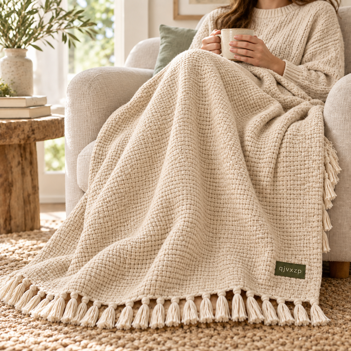 qjvxzp Oatmeal Cotton Fringe Throw